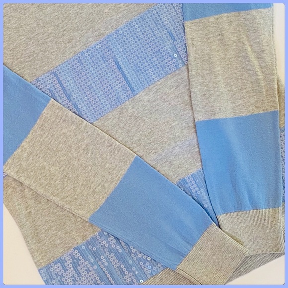 Glittering Old Navy Blue & Gray Strip Sequin Sweater - Picture 7 of 8